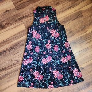 Mudd Sleeveless Mock Neck Velvet Floral Mini Dress Size S